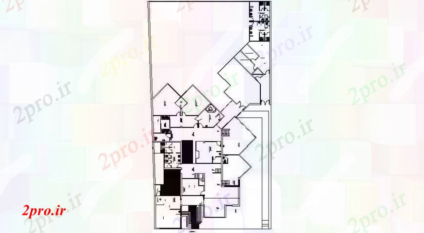 دانلود نقشه جزئیات ساخت و ساز طراحی دو بعدی طرحی فضای داخلی خانه خودرو 25 در 50 متر (کد91945)