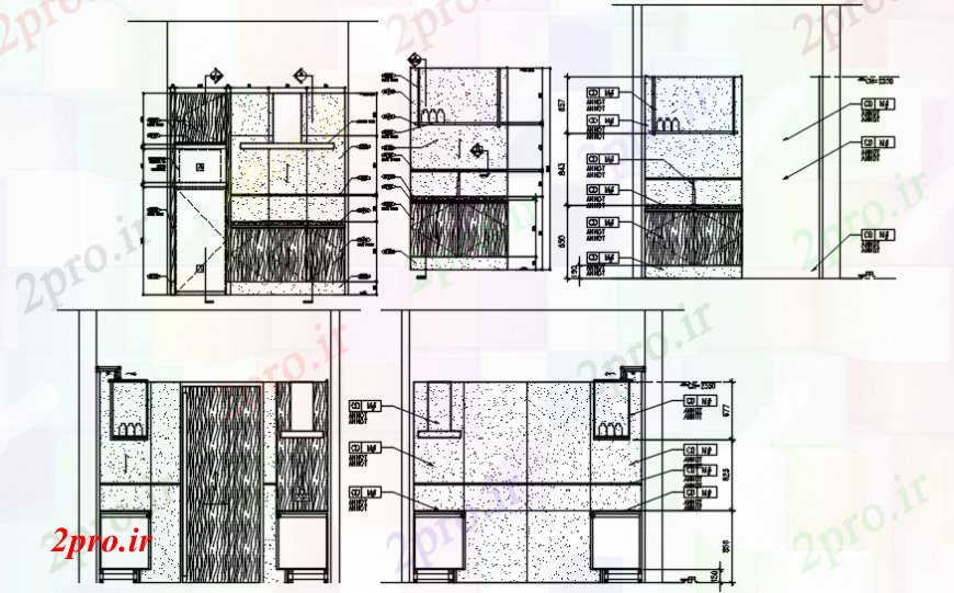 دانلود نقشه آشپزخانه آشپزخانه کامل جزئیات مبلمان مدولار (کد91969)