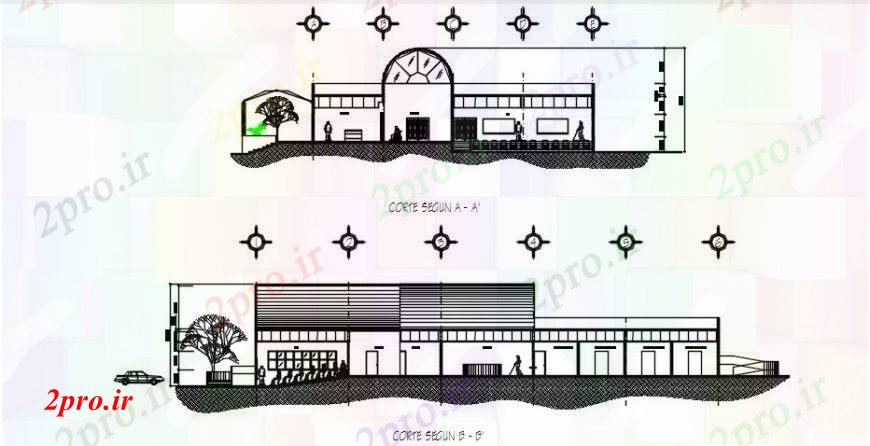 دانلود نقشه ساختمان اداری - تجاری - صنعتی مقابل دفتر عمومی و بخش تماس  (کد91989)