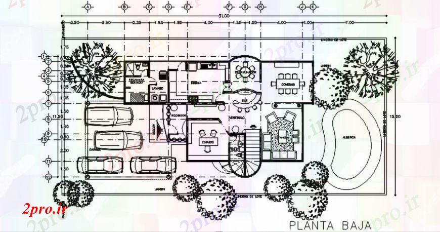 دانلود نقشه مسکونی ، ویلایی ، آپارتمان طرحی طبقه خانه زمین مسکونی با مبلمان 11 در 22 متر (کد92010)