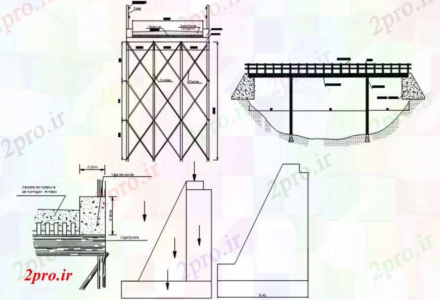 دانلود نقشه جزئیات ساخت پل چوبی بخش پل ساختار و ساخت و ساز جزئیات (کد92052)