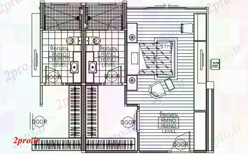 دانلود نقشه حمام مستر طرحی جامع طرحی اتاق خواب مدرن با مبلمان طراحی جزئیات  (کد92099)
