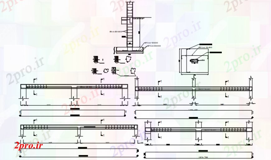 دانلود نقشه طراحی جزئیات ساختار بخش پرتو، جای پای و ساختار جزئیات برای خانه (کد92111)