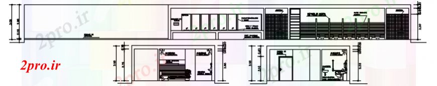 دانلود نقشه حمام مستر حمام و سرویس بهداشتی از جلو مرکز ورزشی و بخش تماس طراحی جزئیات 8 در 33 متر (کد92126)