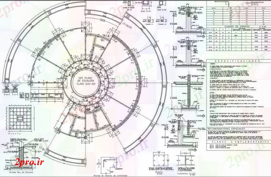 دانلود نقشه طراحی جزئیات ساختار مدور طرحی پایه طبقه طراحی جزئیات با  ستون (کد92178)