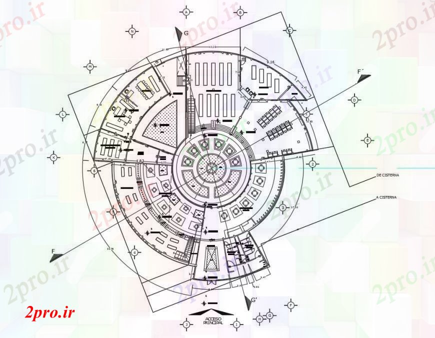 دانلود نقشه دانشگاه ، آموزشکده ، مدرسه ، هنرستان ، خوابگاه - مدور جزئیات طرحی توزیع زمین برای ساخت و ساز مدرسه 34 در 35 متر (کد92208)