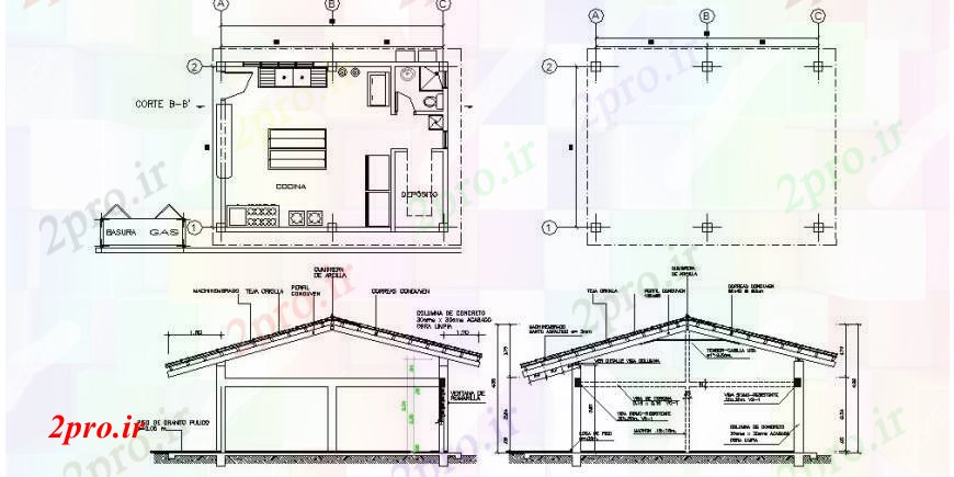 دانلود نقشه آشپزخانه بخش آشپزخانه مدرسه، طرحی و ساختار طراحی جزئیات 6 در 8 متر (کد92210)