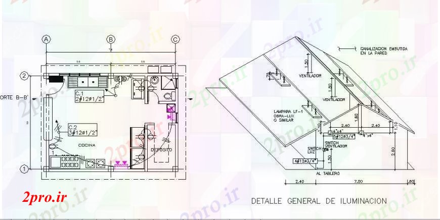 دانلود نقشه آشپزخانه آشپزخانه نما ایزومتریک و طرحی با مبلمان طراحی جزئیات 6 در 8 متر (کد92211)