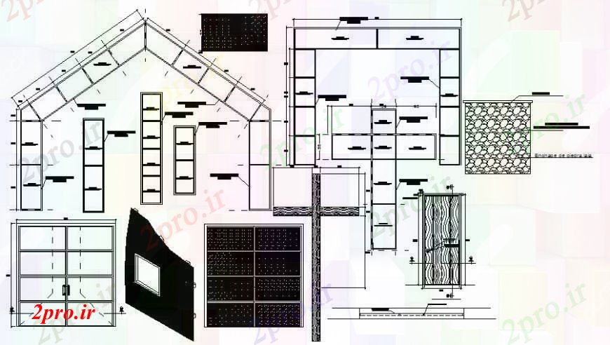دانلود نقشه کلیسا - معبد - مکان مذهبی طراحی  دو بعدی  از کلیسای نما درونی   خودرو (کد92266)