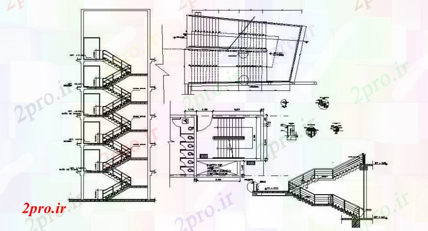 دانلود نقشه جزئیات پله و راه پله   طراحی  دو بعدی  کف پله نهایی   خودرو (کد92299)
