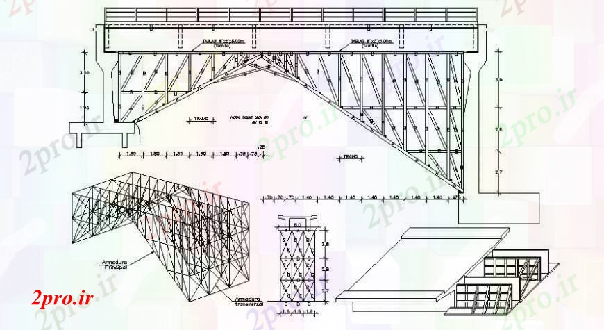دانلود نقشه جزئیات ساخت پل طراحی  دو بعدی  پل قطار   خودرو (کد92305)