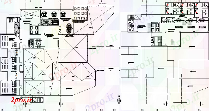 دانلود نقشه ساختمان دولتی ، سازمانی دو طرحی توزیع طبقه طراحی جزئیات دادگاه از پرو 60 در 75 متر (کد92367)