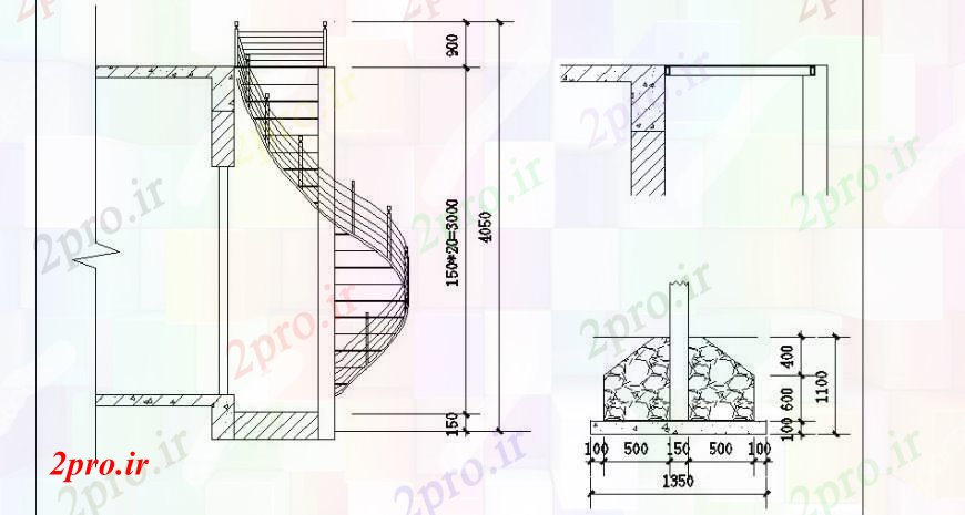 دانلود نقشه جزئیات پله و راه پله   بخش راه پله مارپیچ و ساختار طراحی جزئیات  سازنده (کد92376)