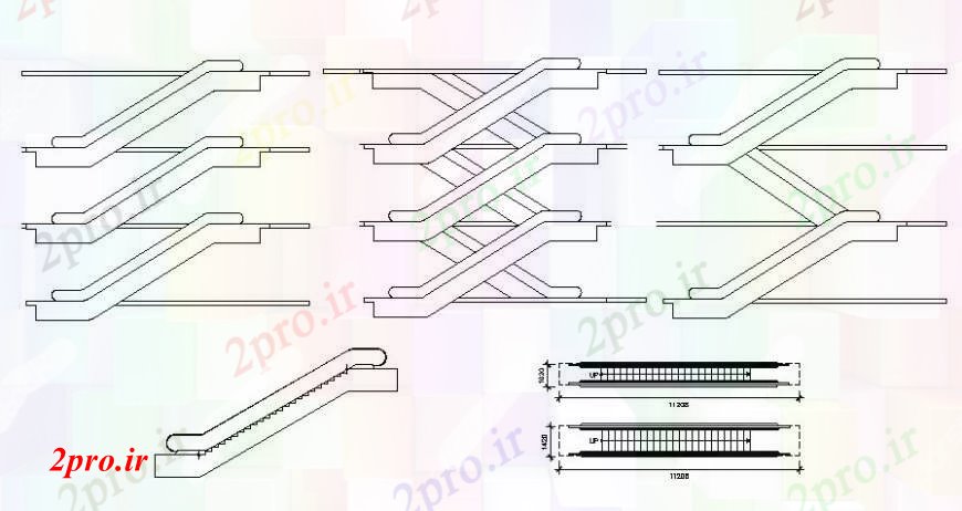 دانلود نقشه جزئیات ساخت و ساز طراحی  دو بعدی  از فرودگاه  پله برقی خودکار  (کد92386)