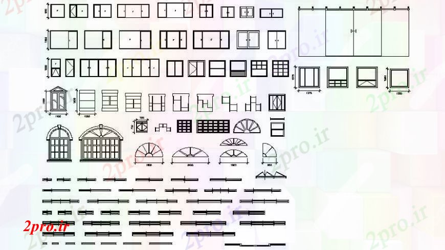 دانلود نقشه جزئیات طراحی در و پنجره  طراحی  دو بعدی  از کتابخانه اصلی درب ورودی   خودرو (کد92389)