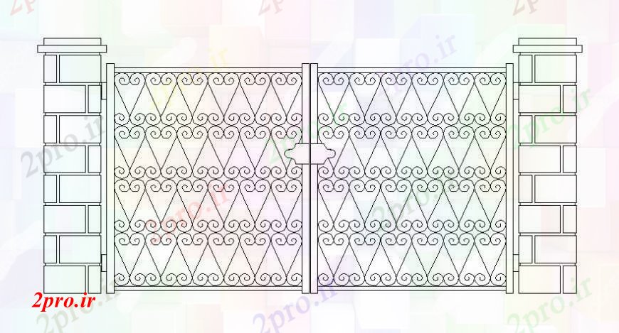 دانلود نقشه جزئیات طراحی در و پنجره  طراحی  دو بعدی  از پانل درب دروازه اصلی   خودرو (کد92405)