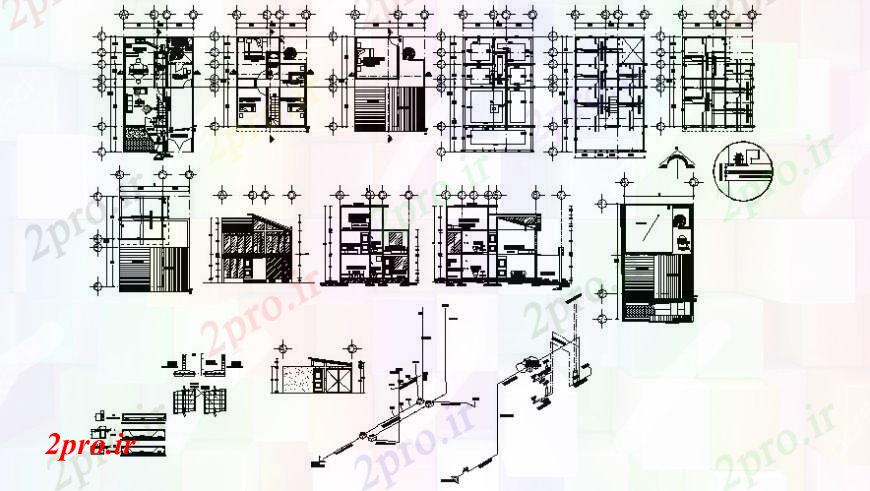 دانلود نقشه مسکونی ، ویلایی ، آپارتمان طراحی دو بعدی طرحی خانه نما خودکار 8 در 13 متر (کد92406)