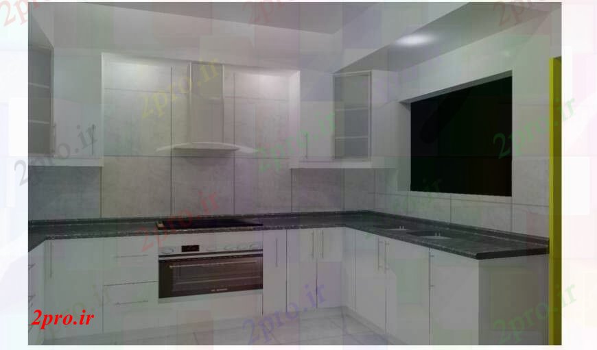 دانلود نقشه آشپزخانه طراحی تریدی ، نما جلو با  آشپزخانه خودکار  (کد92419)