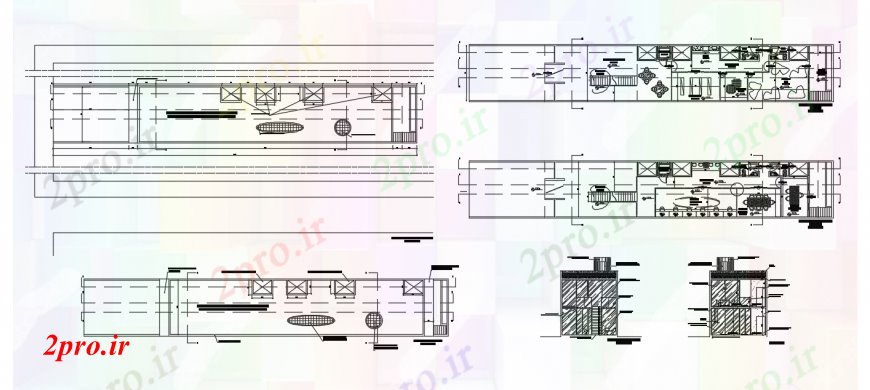 دانلود نقشه معماری معروف طراحی دو بعدی معماری اسکورت خودرو 6 در 40 متر (کد92454)