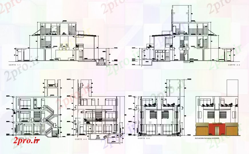 دانلود نقشه مسکونی ، ویلایی ، آپارتمان طراحی دو بعدی خانه vivenda خودرو 100 در 200 متر (کد92457)