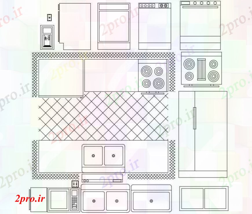 دانلود نقشه طراحی مبلمان آشپزخانه طراحی با شرح از واحد های اتوماسیون آشپزخانه  (کد92467)