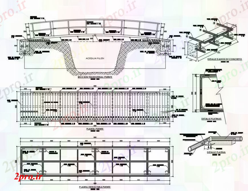 دانلود نقشه جزئیات ساخت پل   جزئیات ساختاری از ساخت و ساز پل   اتوکد (کد92490)