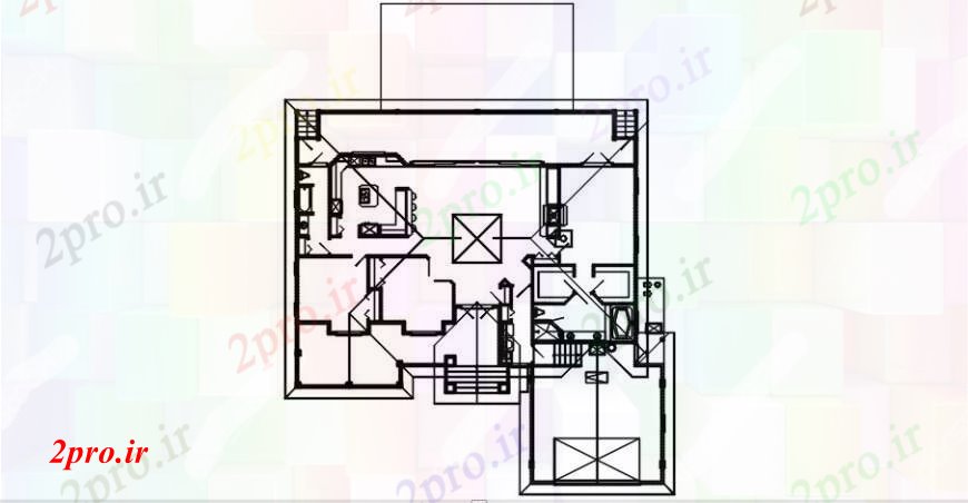 دانلود نقشه مسکونی ، ویلایی ، آپارتمان بالا جزئیات مبلمان در یک خانه 9 در 9 متر (کد92495)