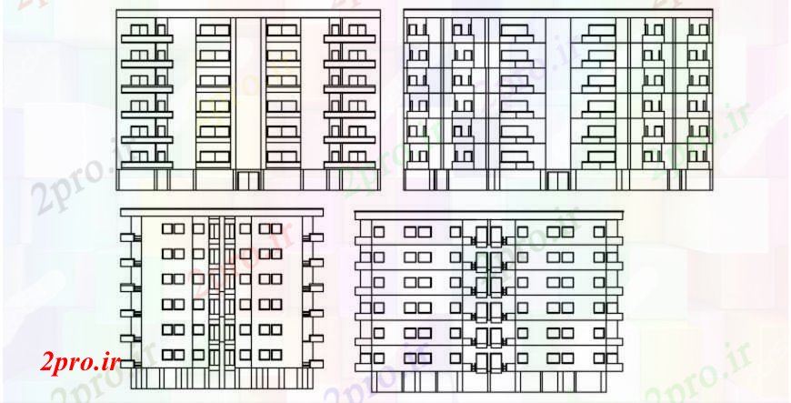 دانلود نقشه مسکونی ، ویلایی ، آپارتمان نما بخشی از یک مدل آپارتمان 31 در 34 متر (کد92497)