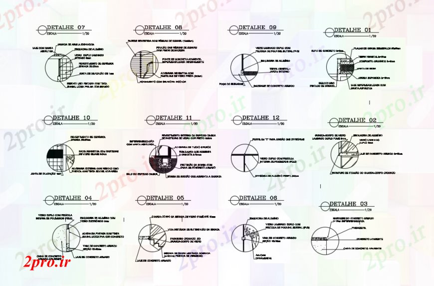 دانلود نقشه جزئیات ساخت و ساز دو بعدی رسم از ساخت و ساز مفاصل خودرو 6 در 40 متر (کد92542)