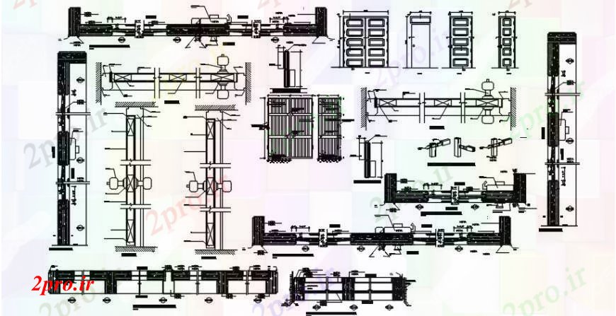 دانلود نقشه جزئیات طراحی در و پنجره  قدرت درب نقشه های دو بعدی   نما و بخش  (کد92549)