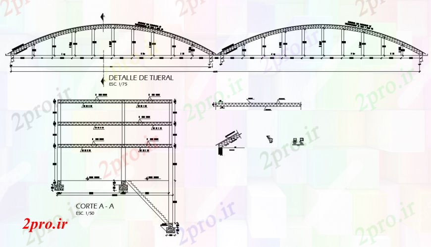 دانلود نقشه جزئیات ساخت پل طراحی  دو بعدی  نما سایه   خودرو (کد92553)