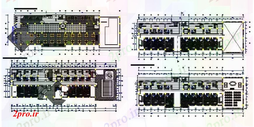 دانلود نقشه ساختمان اداری - تجاری - صنعتی طراحی طرحی طبقه دو بعدی واحد ساختمان تجاری 12 در 50 متر (کد92563)