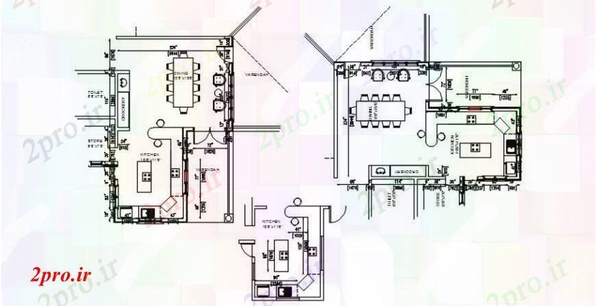 دانلود نقشه آشپزخانه نمای بالای قفس آشپزخانه طراحی 8 در 11 متر (کد92575)