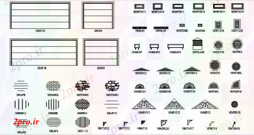 دانلود نقشه جزئیات طراحی در و پنجره  پنجره دریچه بلوک طراحی جزئیات  دو بعدی   (کد92588)