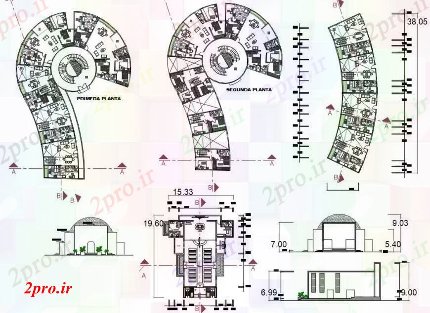 دانلود نقشه مسکونی ، ویلایی ، آپارتمان طراحی دو بعدی کف طراحی برنامه خودکار 30 در 30 متر (کد92602)