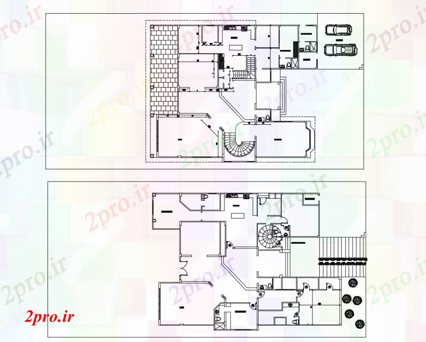 دانلود نقشه مسکونی ، ویلایی ، آپارتمان دو بعدی رسم AMPHORA طرحی طبقه خودرو 20 در 28 متر (کد92660)