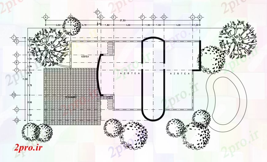 دانلود نقشه جزئیات پروژه های معماری عمومی طراحی  دو بعدی  از منطقه باغ  خودکار   (کد92688)