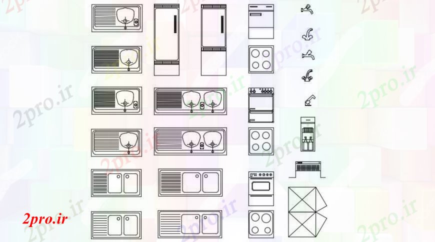 دانلود نقشه بلوک مبلمان  بلوک آشپزخانه   (کد92724)