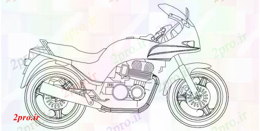 دانلود نقشه بلوک وسایل نقلیه  دوچرخه موتور سیکلت نمای جانبی (کد92726)