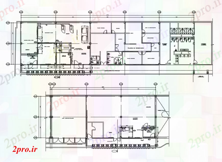 دانلود نقشه جزئیات لوله کشی طراحی دو بعدی از خانه لباس های شسته خودرو 13 در 50 متر (کد92761)