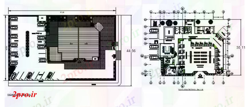 دانلود نقشه ساختمان اداری - تجاری - صنعتی زیرزمین و توزیع جزئیات طراحی از بانک ساخت و ساز 20 در 27 متر (کد92778)