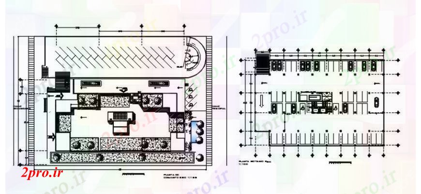 دانلود نقشه هایپر مارکت - مرکز خرید - فروشگاه توزیع ساختمان تجاری و طرحی طبقه زیرزمین طراحی جزئیات 26 در 60 متر (کد92788)