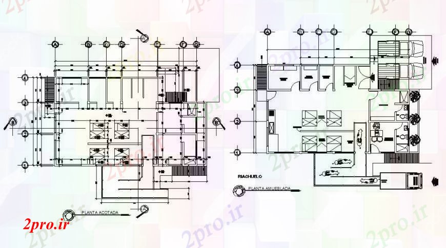 دانلود نقشه ساختمان اداری - تجاری - صنعتی دو جزئیات طرحی توزیع کف کشتار شهرداری دفتر 15 در 18 متر (کد92861)