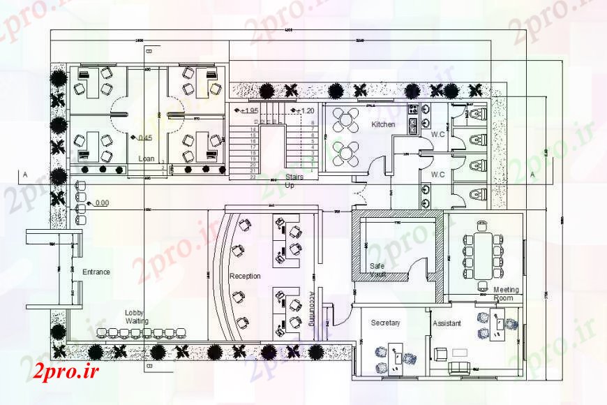 دانلود نقشه ساختمان اداری - تجاری - صنعتی اولین جزئیات طرحی توزیع کف بانک  های اداری  (کد92866)