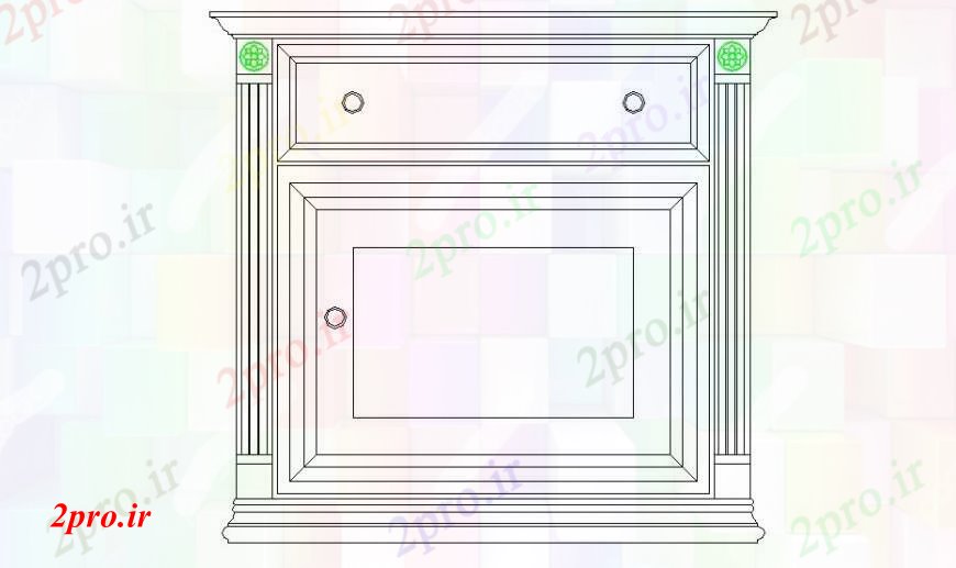 دانلود نقشه بلوک مبلمان اتاق خواب کنار تخت کابینه بلوک نما طراحی جزئیات (کد92890)