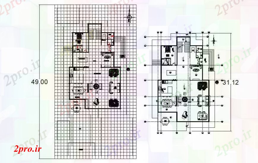 دانلود نقشه مسکونی  ، ویلایی ، آپارتمان  طرحی توزیع تجملات ویلا با مبلمان  (کد92911)