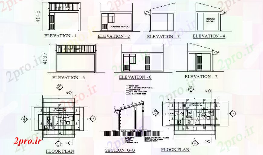 دانلود نقشه مسکونی  ، ویلایی ، آپارتمان  گارد نماات خانه، بخش و طرحی های  (کد92944)