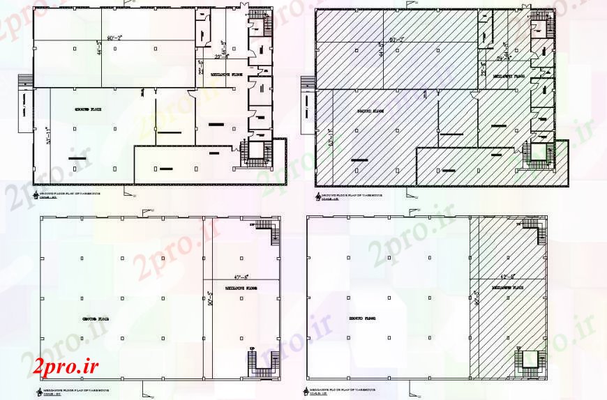 دانلود نقشه کارخانه صنعتی  ، کارگاه چهار جزئیات توزیع طرحی طبقه از انبار صنعتی  (کد92946)