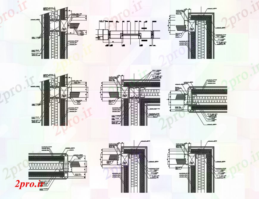 دانلود نقشه جزئیات ساخت و ساز طراحی  دو بعدی  از پارتیشن جزئیات و گره از   خودرو (کد92947)