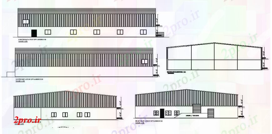 دانلود نقشه کارخانه صنعتی  ، کارگاه همه جزئیات طراحی نما طرفه انبار صنعتی  ساخت و ساز (کد92948)